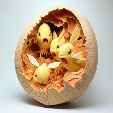 3D model An Egg Scramble Johto Festa Enter Chicorita and Waninok (STL)